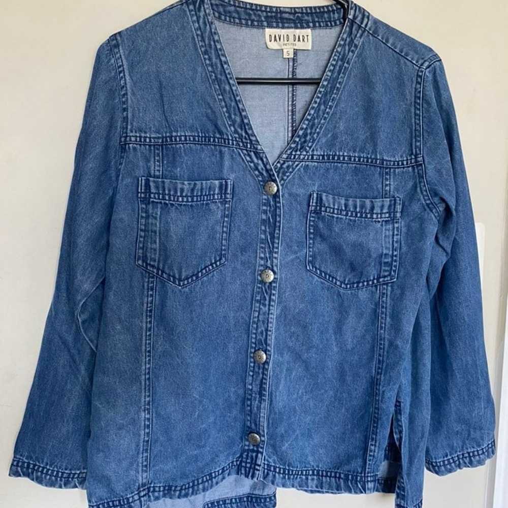 Vintage 90s denim chambray button down blouse - image 5