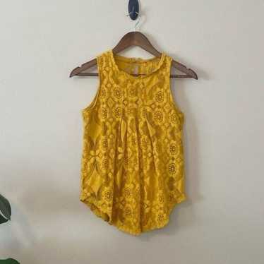 Vintage yellow crocheted lined top size small