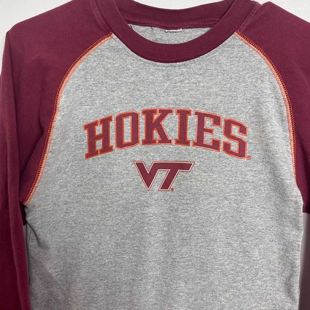 Y2K Adidas Virginia Tech Hokies Raglan T-Shirt Si… - image 2