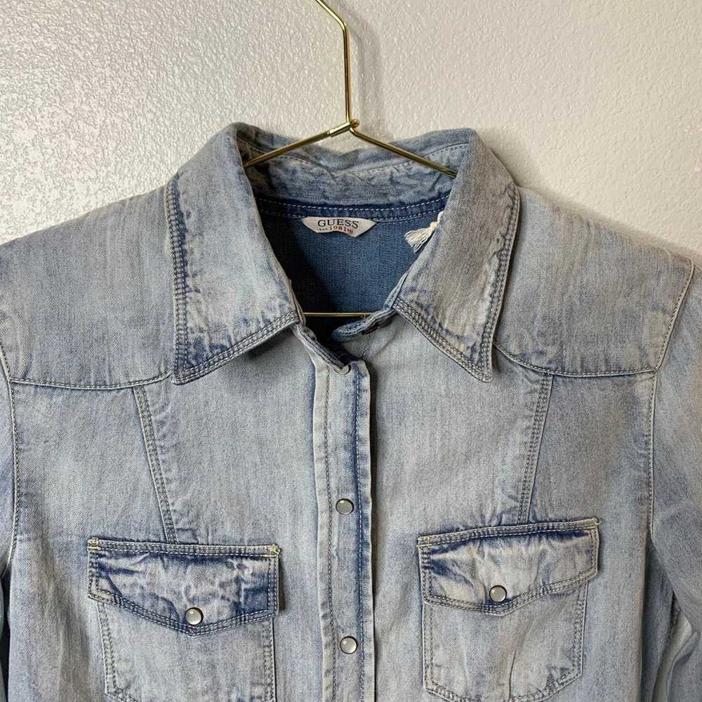 Vintage Guess Denim Button Up Shirt Sz.Small - image 3