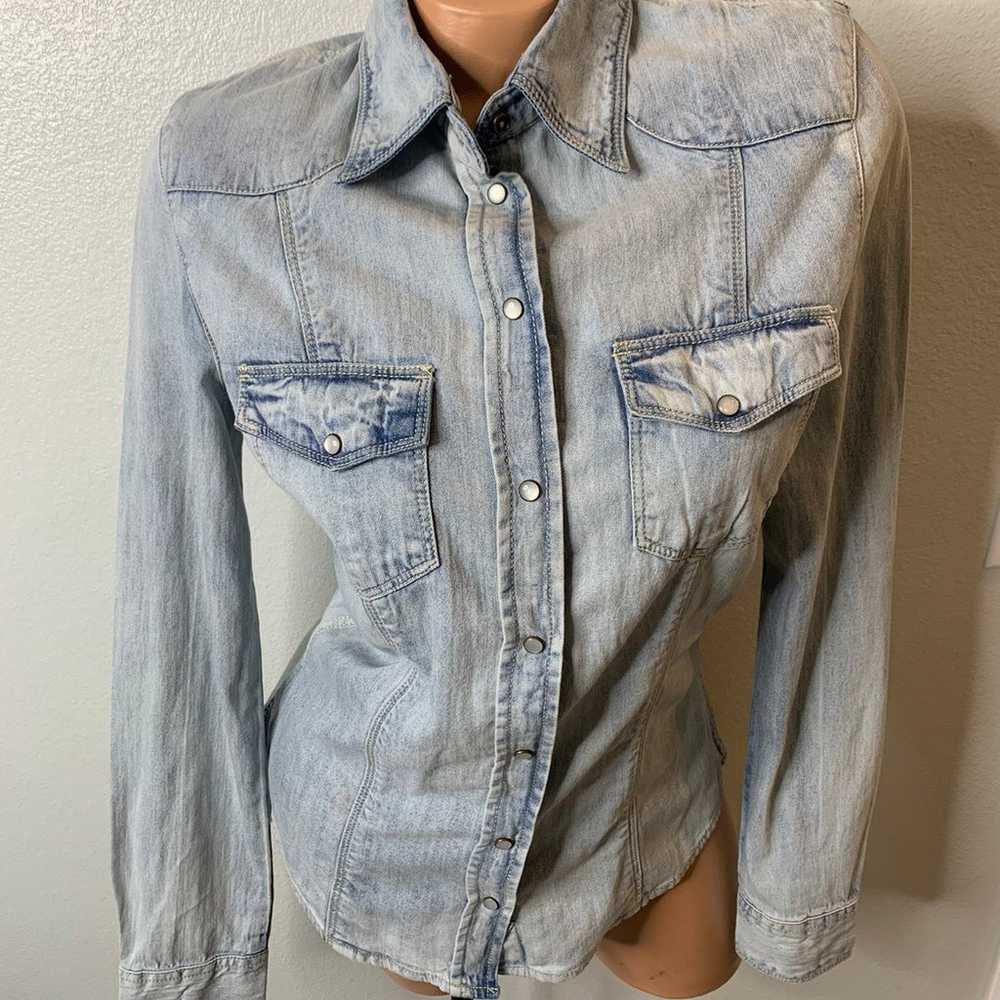 Vintage Guess Denim Button Up Shirt Sz.Small - image 5