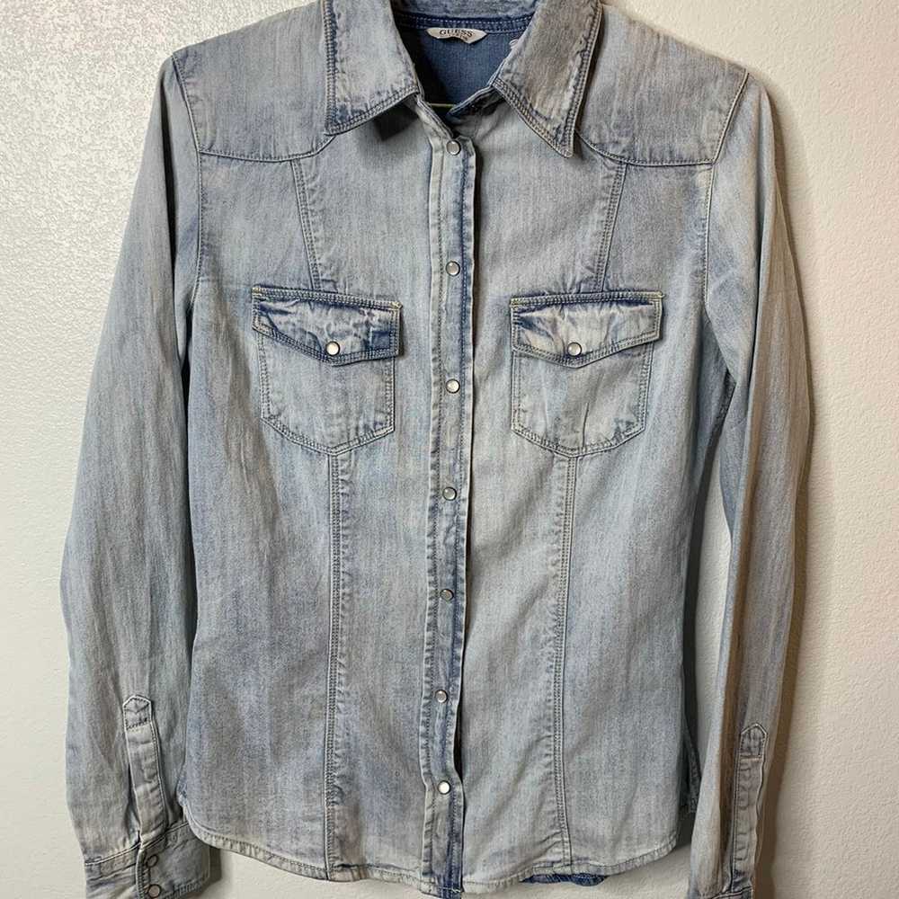 Vintage Guess Denim Button Up Shirt Sz.Small - image 6