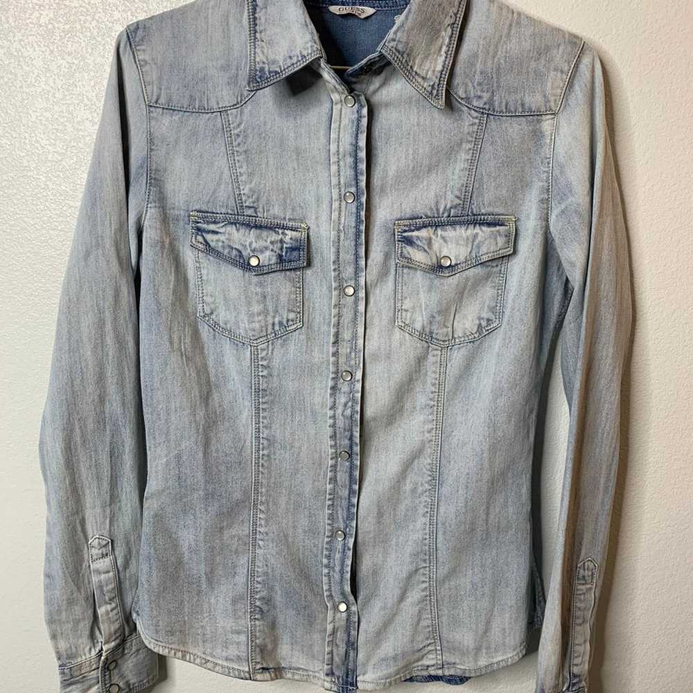 Vintage Guess Denim Button Up Shirt Sz.Small - image 8