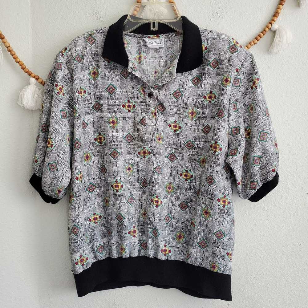 notations vintage geo pattern blouse - image 1