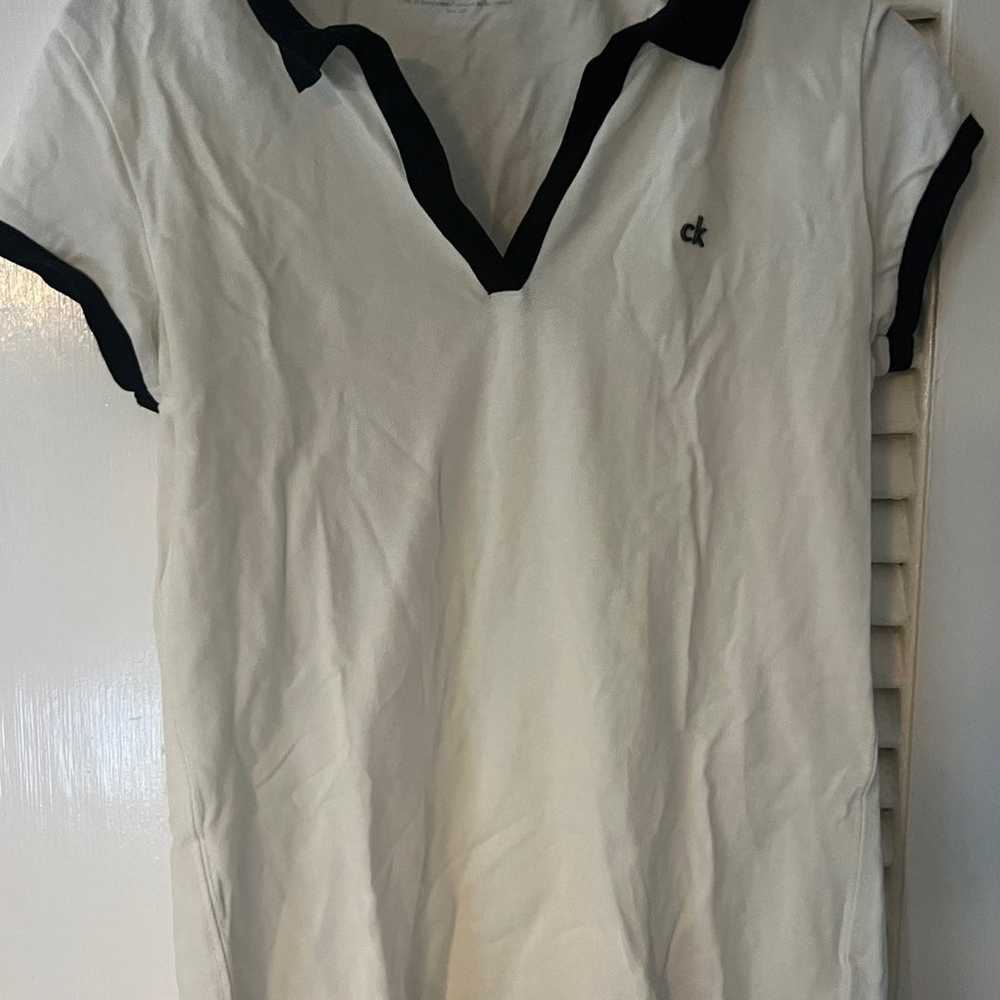 Vintage 90s Calvin Klein white with black trim po… - image 3