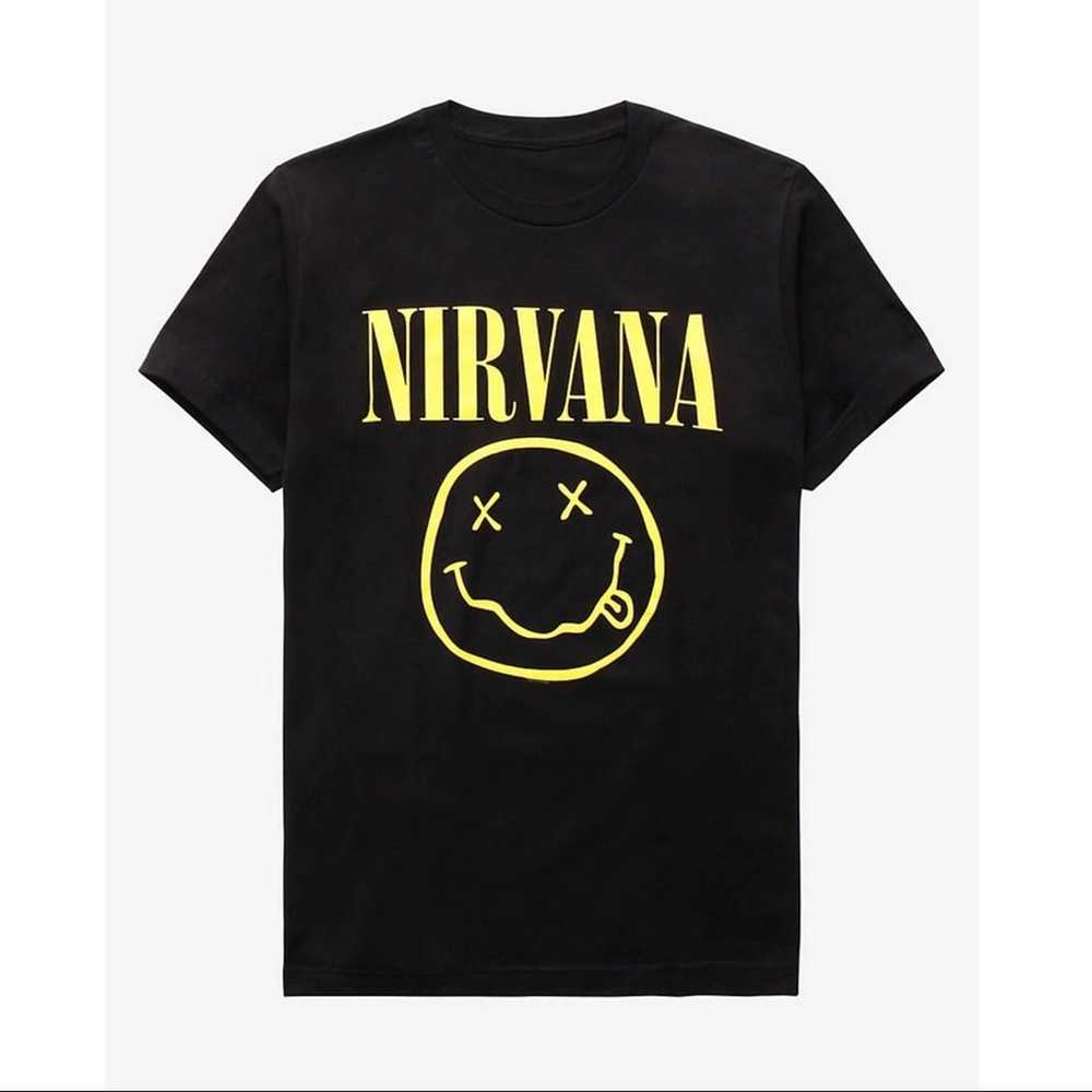 Nirvana Grunge Smiley Face Logo T-Shirt Sz S - image 1
