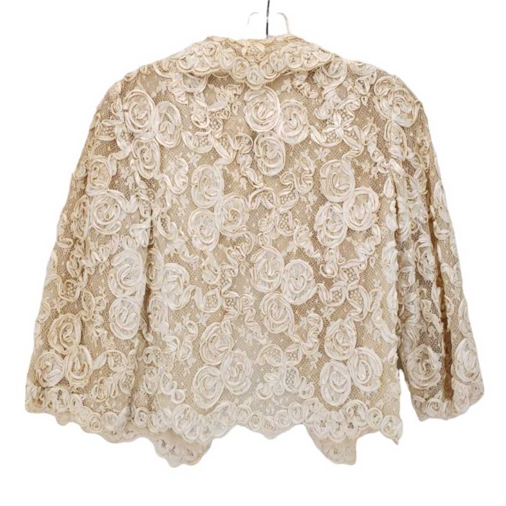 Vintage Custom Made Lace Ivory Off White Top Card… - image 2