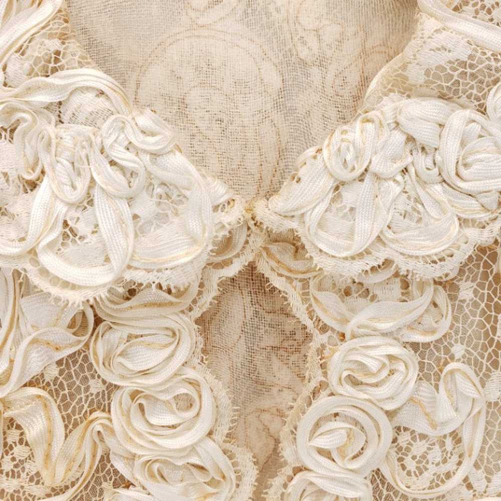 Vintage Custom Made Lace Ivory Off White Top Card… - image 3