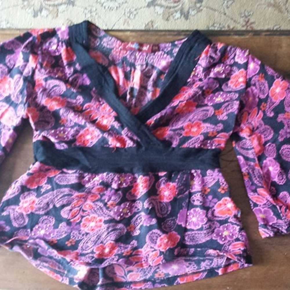 Vintage Uttam London kimo style cotton top handma… - image 1