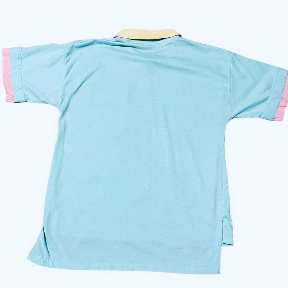 Vintage 80s Chicory Sport Pastel Blue Collared Sh… - image 7