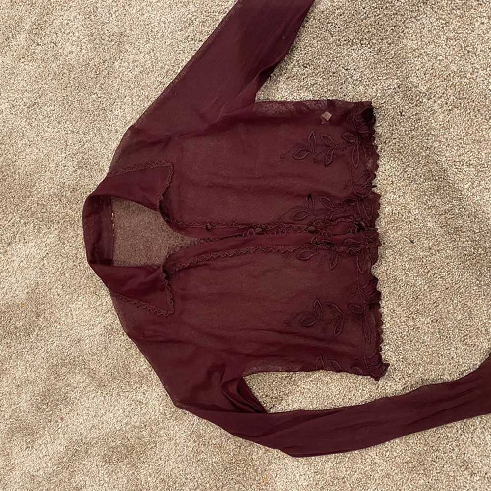 Vintage sheer long sleeve crop top - image 2