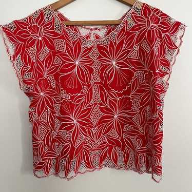 Vintage Red Lace Shirt - image 1