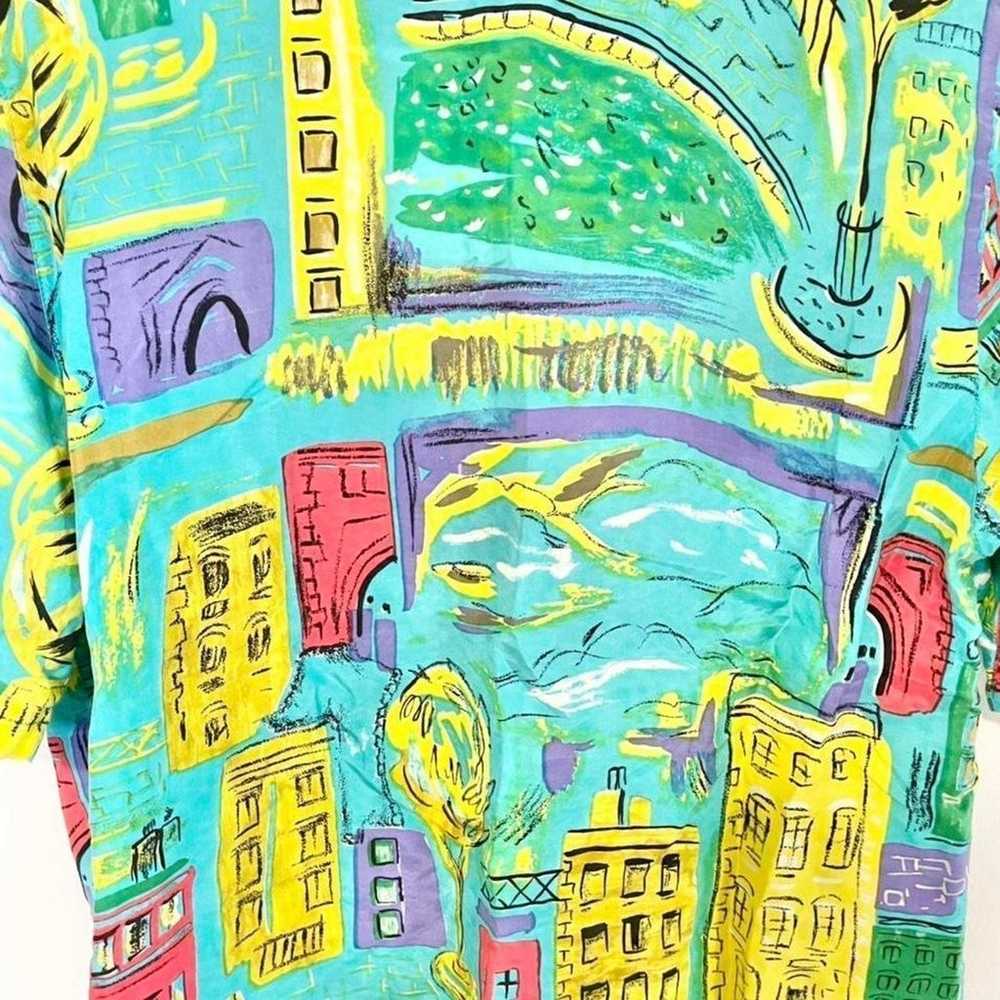 Vintage 90s silk city landscape blouse fits like … - image 2
