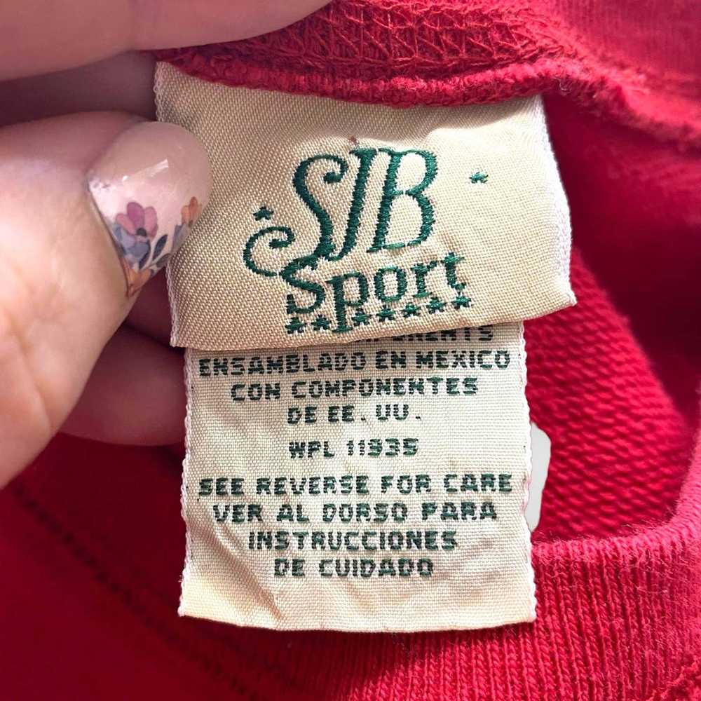 90s SJB SPORT Red Cotton Short Sleeve Center Seam… - image 4