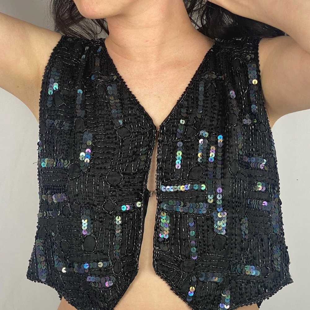 Vintage Beaded and Sequin Vest - image 1