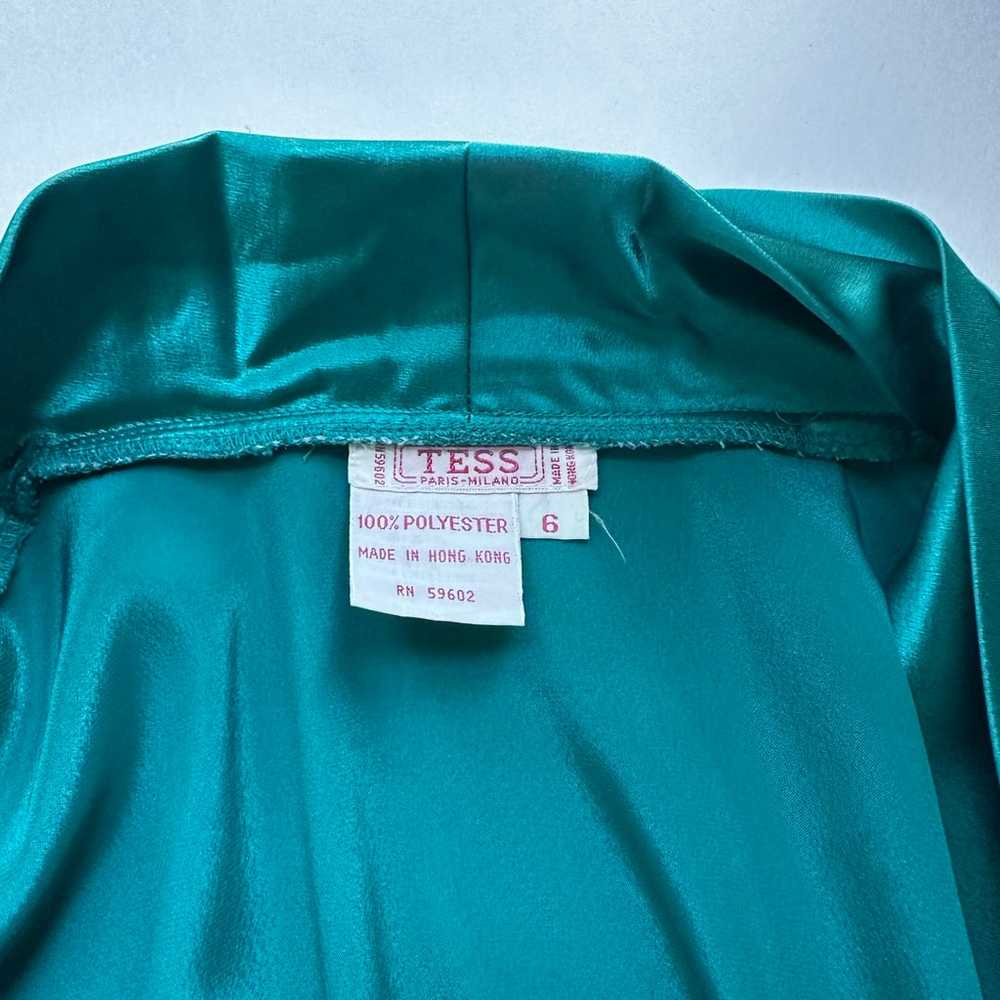 Vintage Tess Paris Milano Turquoise Faux Silk Lon… - image 11