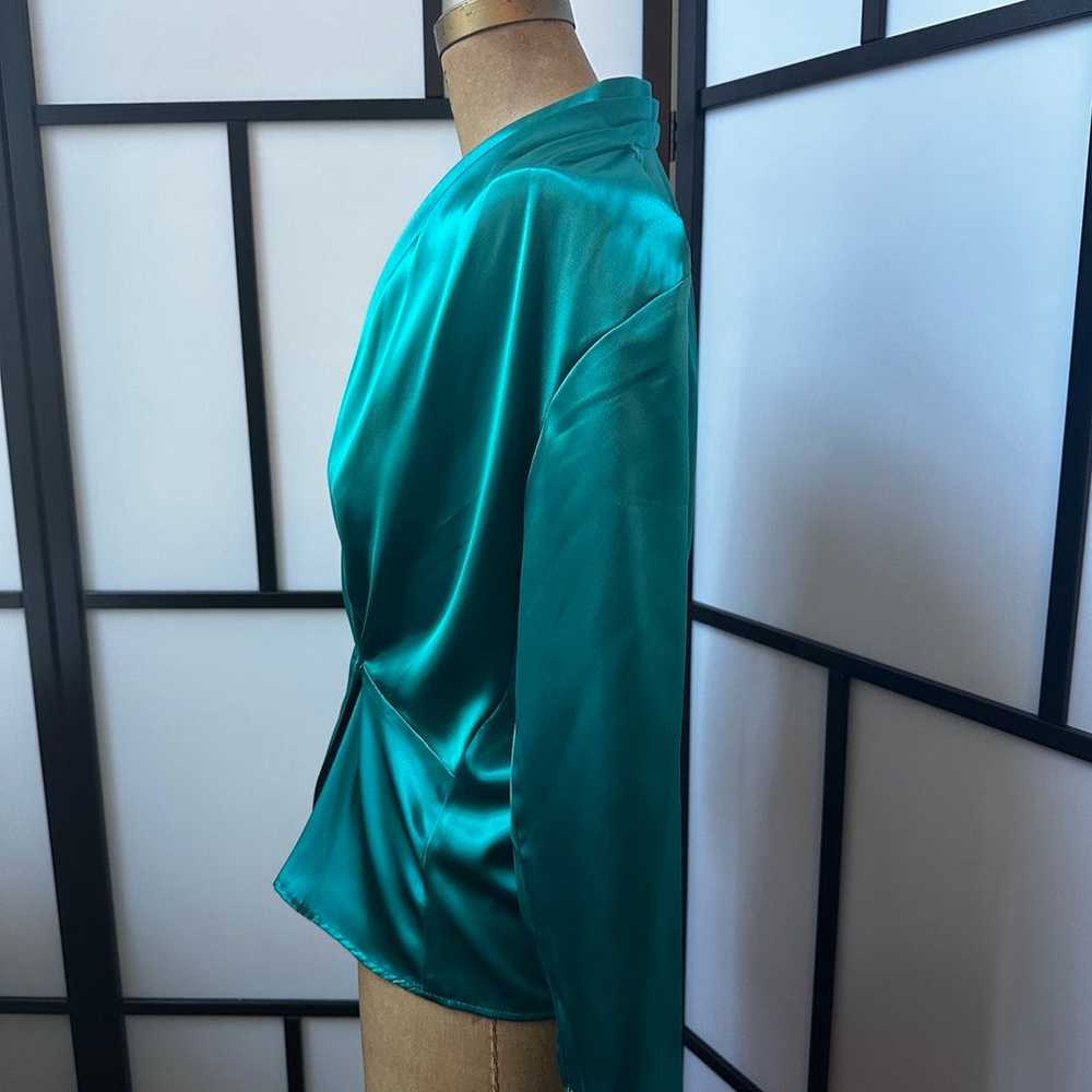 Vintage Tess Paris Milano Turquoise Faux Silk Lon… - image 3