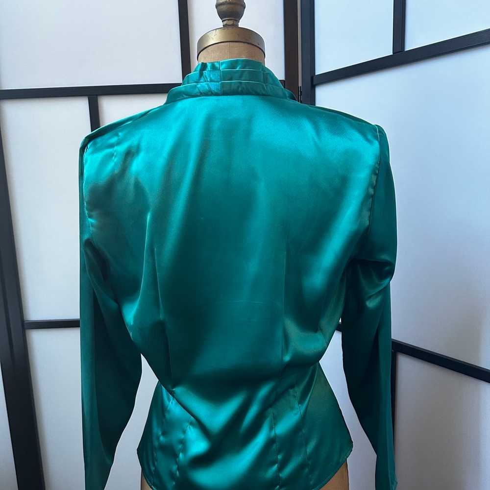 Vintage Tess Paris Milano Turquoise Faux Silk Lon… - image 4