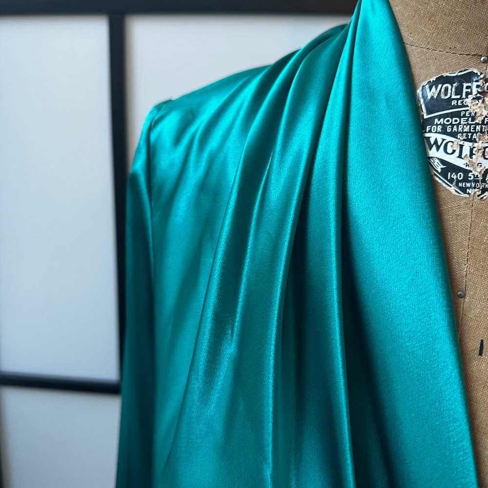 Vintage Tess Paris Milano Turquoise Faux Silk Lon… - image 7