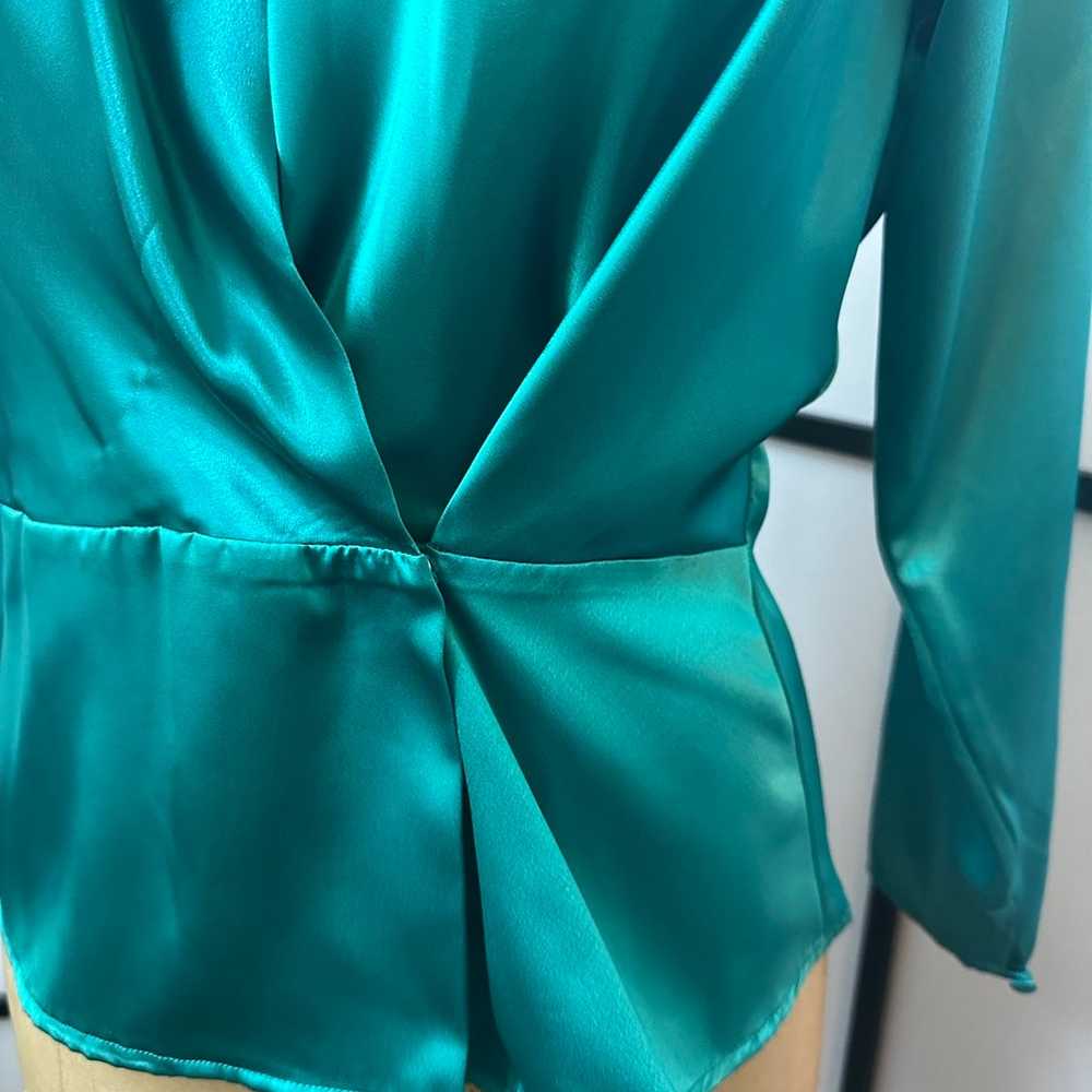 Vintage Tess Paris Milano Turquoise Faux Silk Lon… - image 8