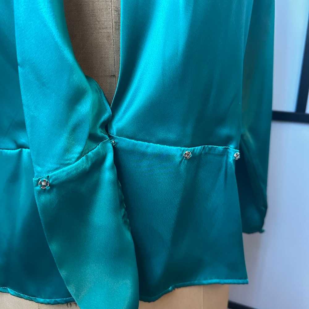 Vintage Tess Paris Milano Turquoise Faux Silk Lon… - image 9