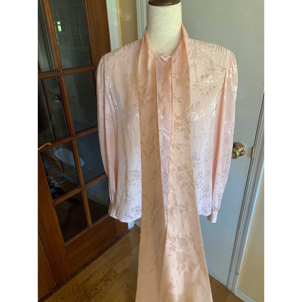 Vintage Light Pink Tie Neck Button Up Long Sleeve… - image 3