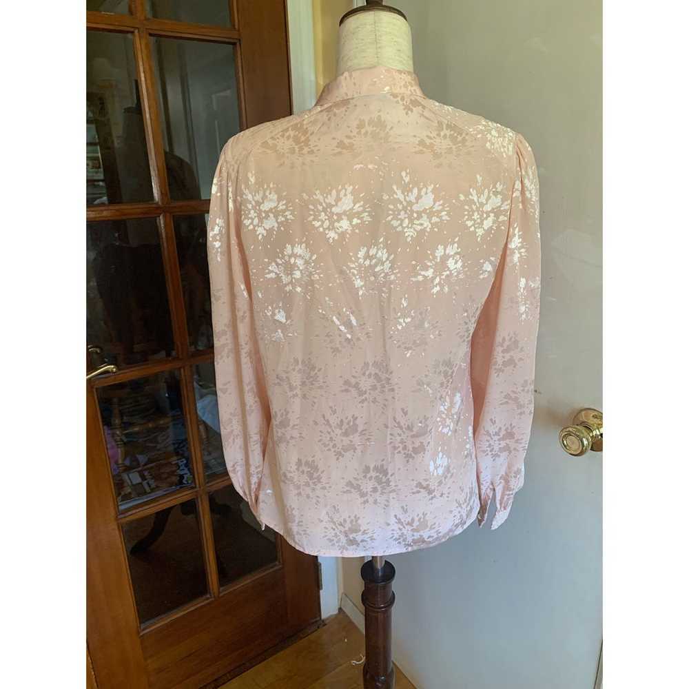 Vintage Light Pink Tie Neck Button Up Long Sleeve… - image 5