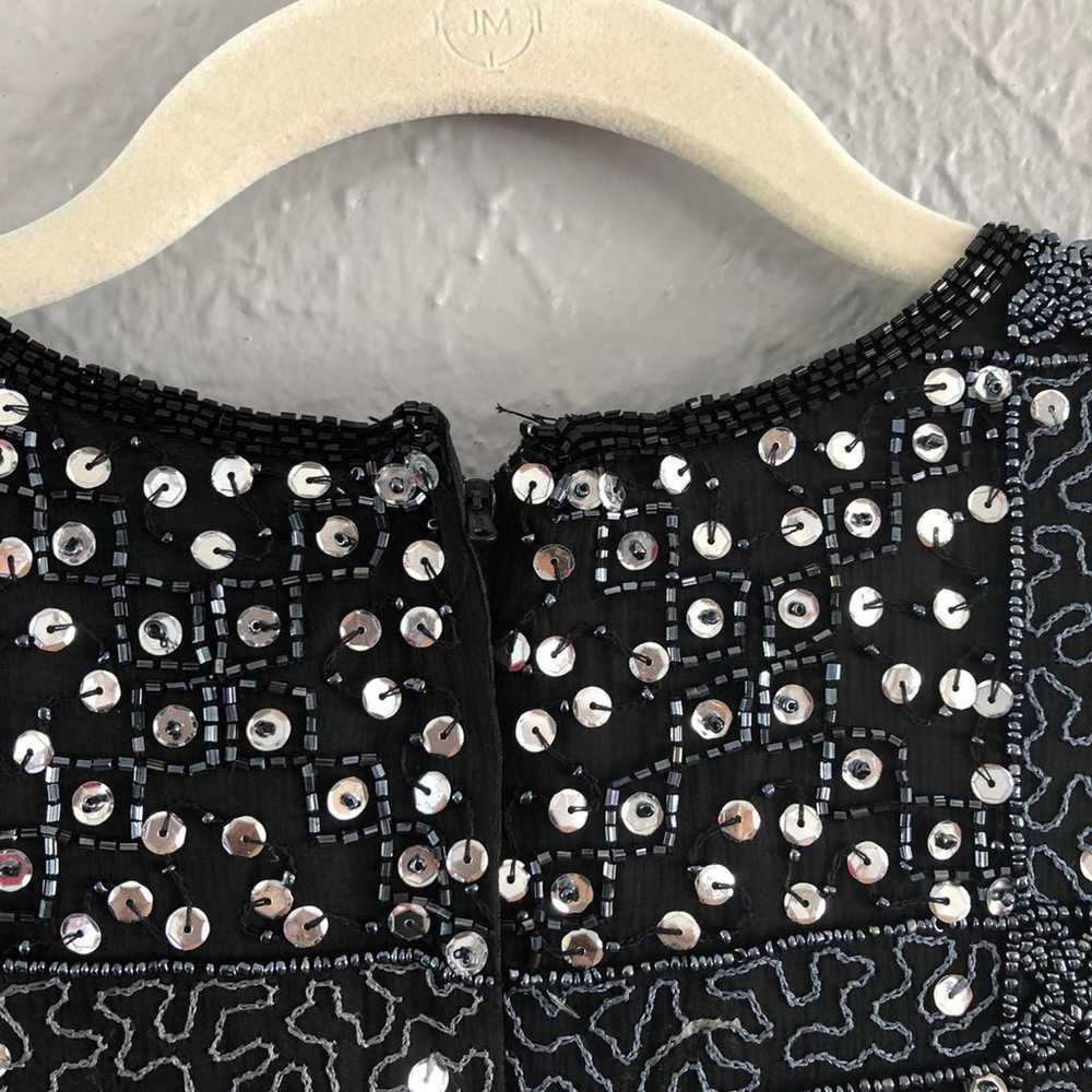 Papell Boutique Evening Beaded Silk Sequined Top - image 11