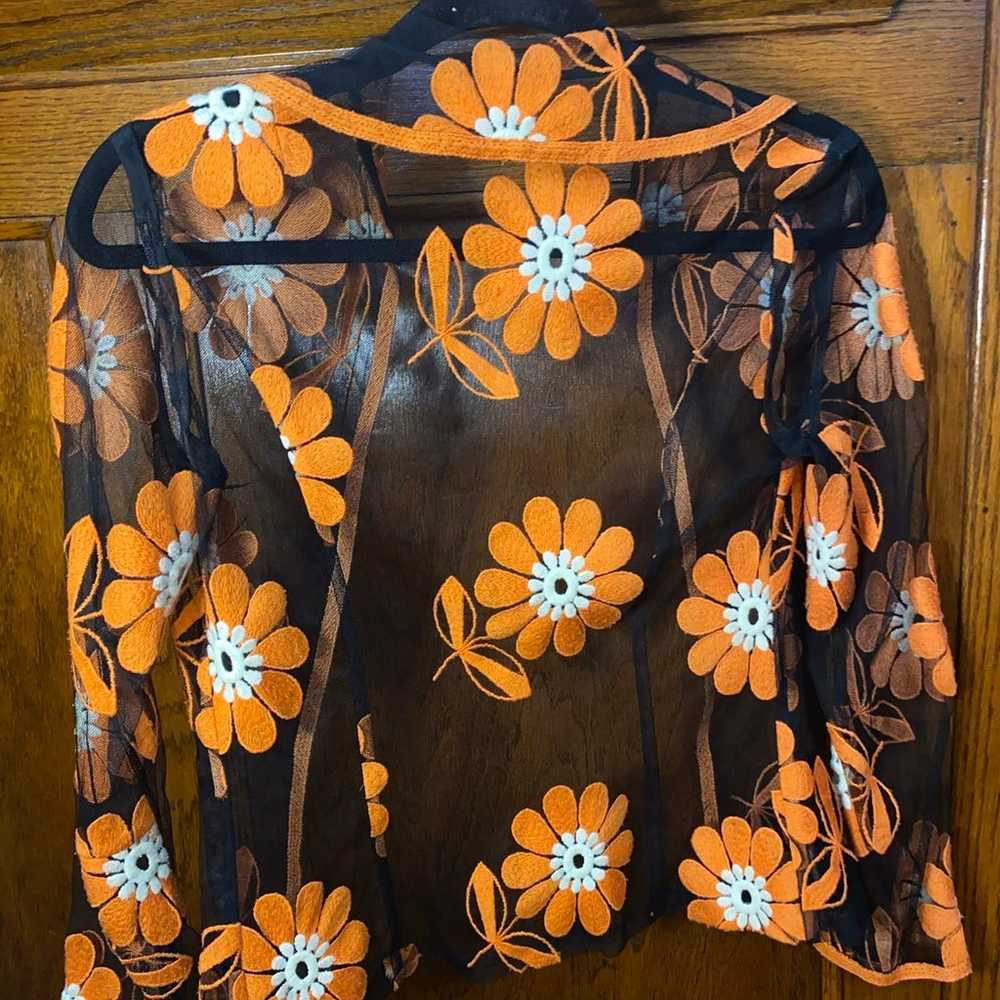 Vintage floral embroidered sheer jacket - image 5