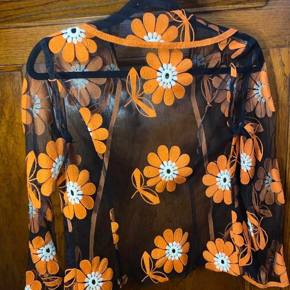 Vintage floral embroidered sheer jacket - image 6