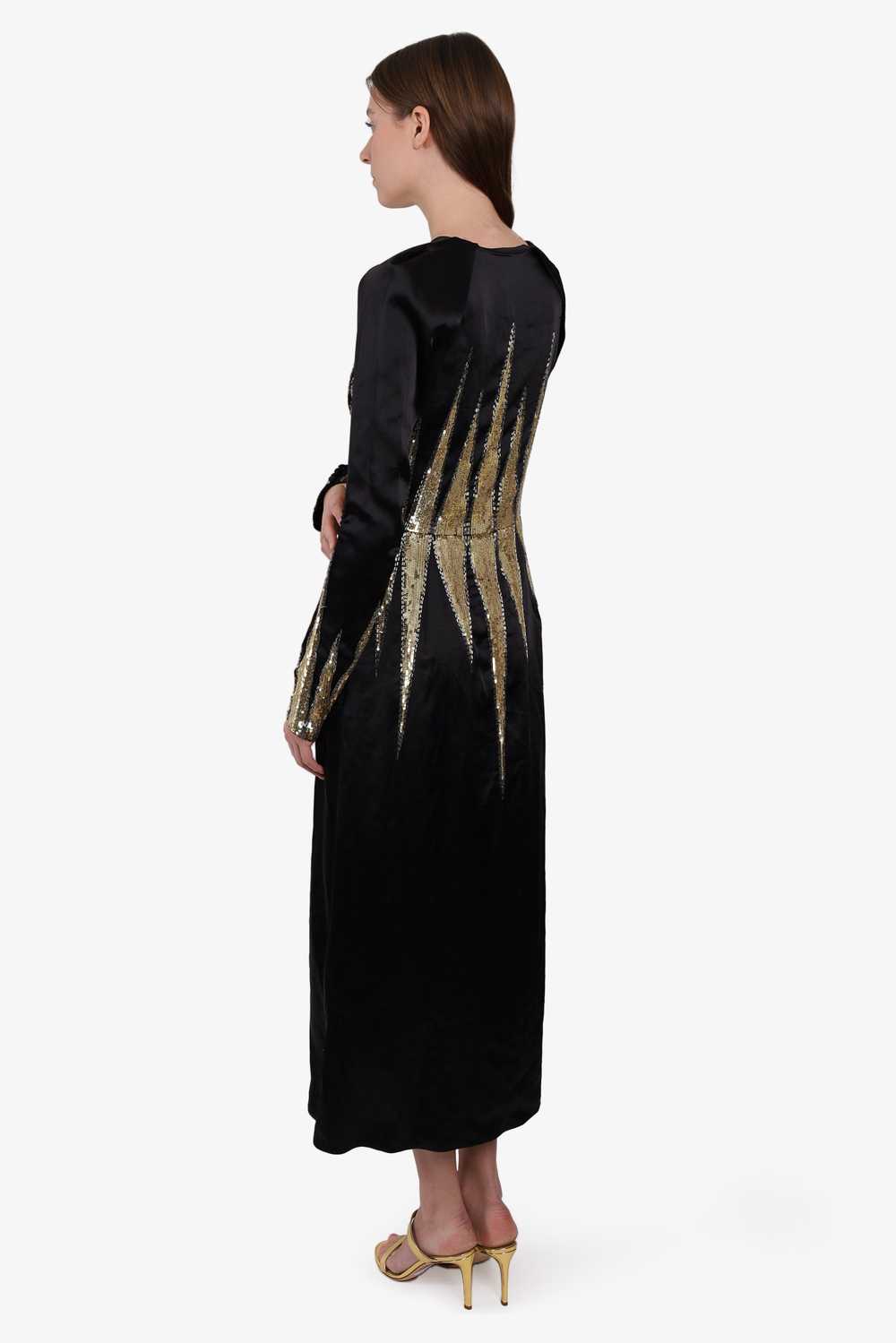 Attico Black Long-sleeve V-Neck Dress with Gold S… - image 3