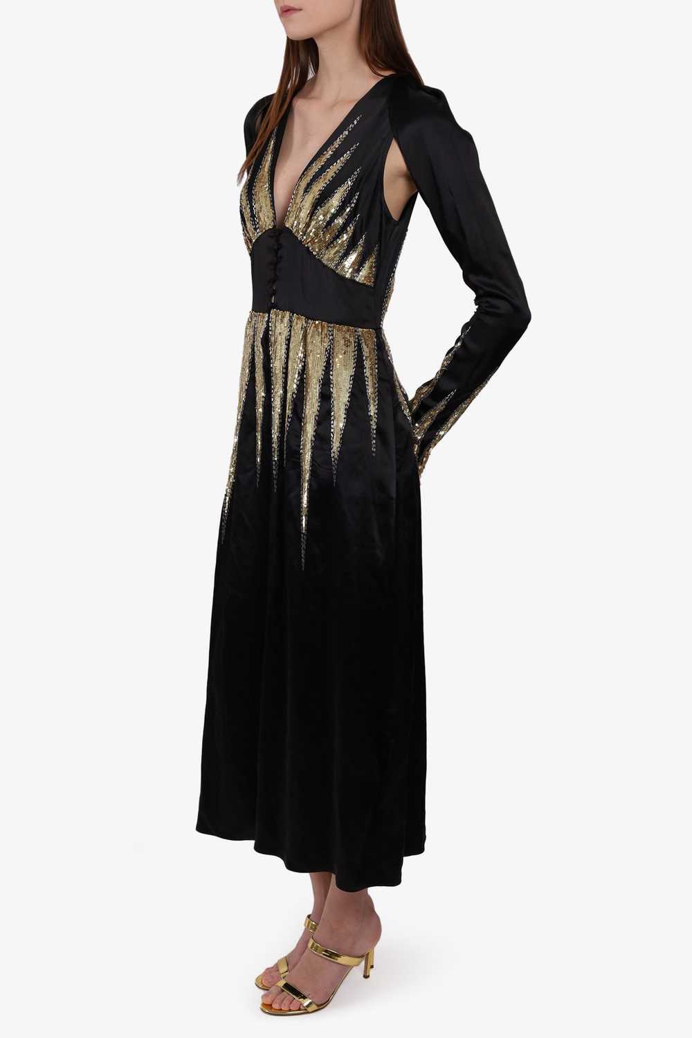 Attico Black Long-sleeve V-Neck Dress with Gold S… - image 4