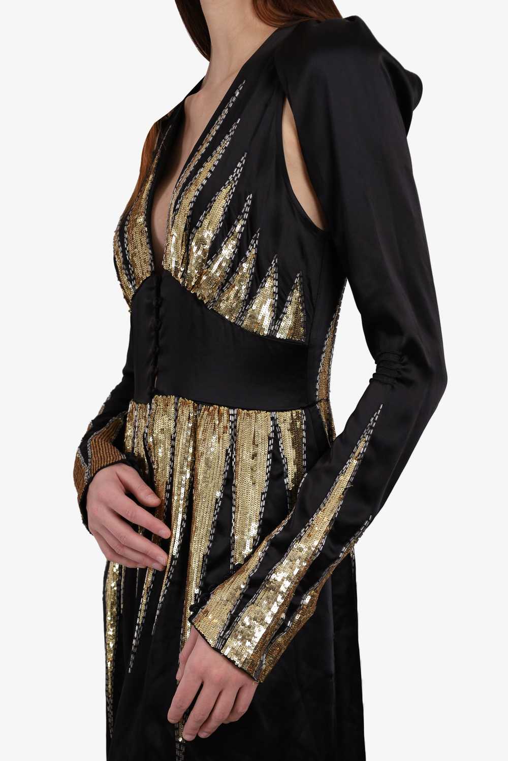 Attico Black Long-sleeve V-Neck Dress with Gold S… - image 5