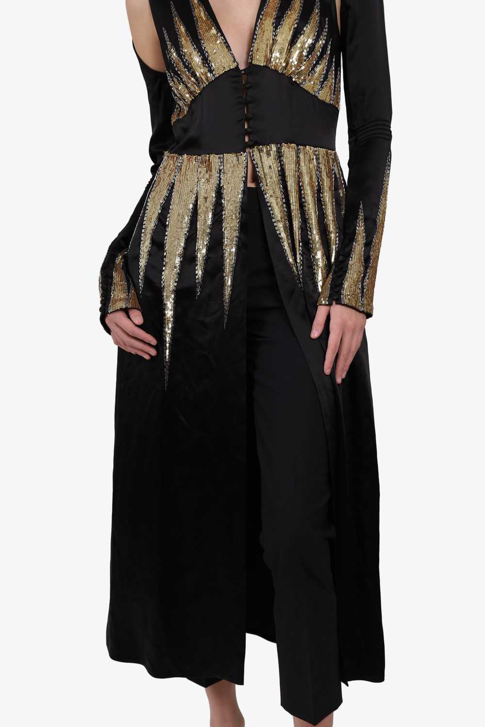 Attico Black Long-sleeve V-Neck Dress with Gold S… - image 6