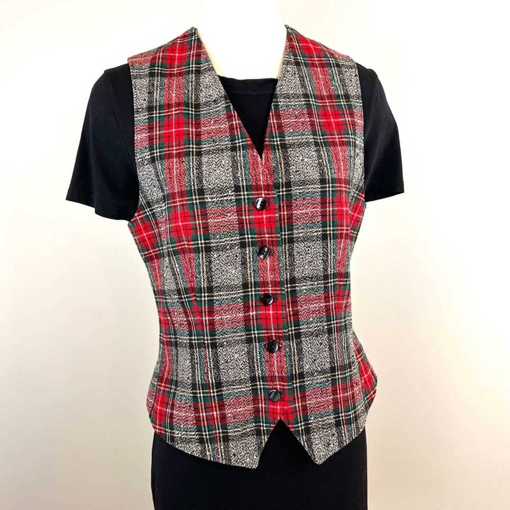 Vintage Pendleton (6) Wool Vest Scotch Plaid Grey… - image 1