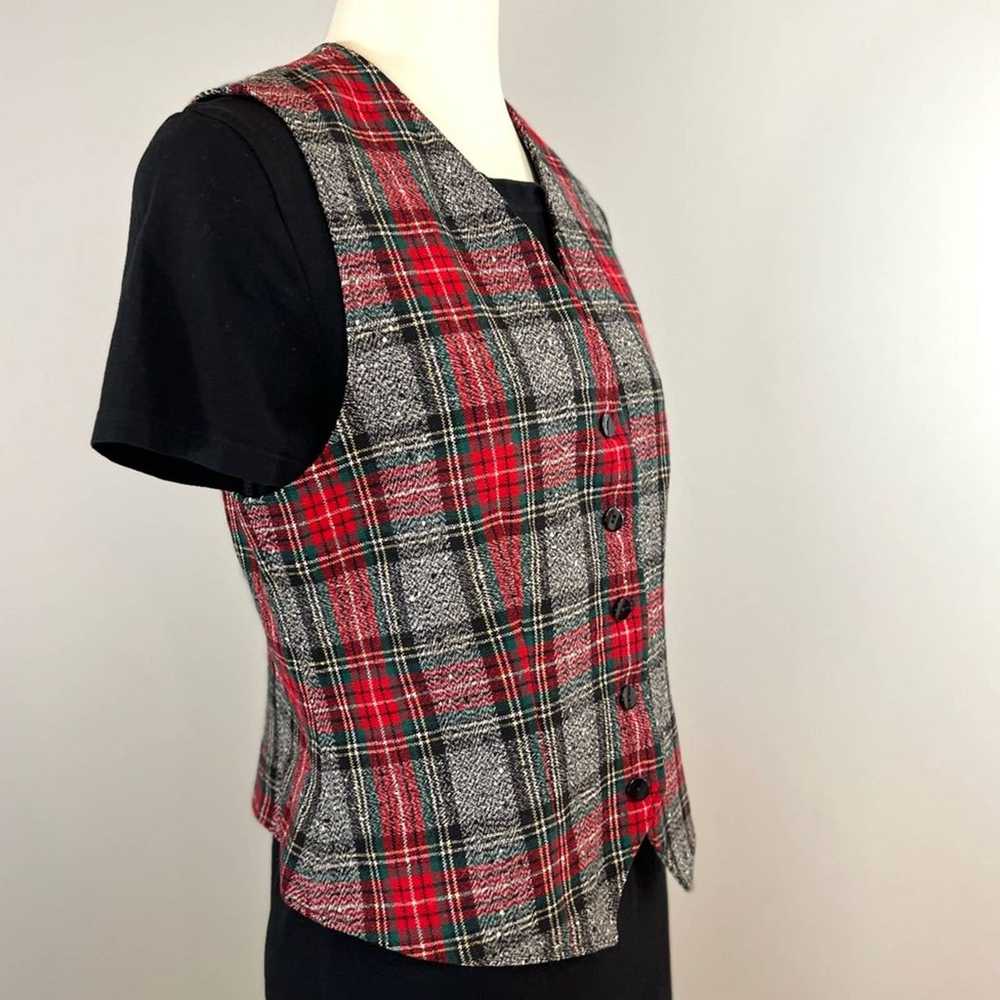 Vintage Pendleton (6) Wool Vest Scotch Plaid Grey… - image 4