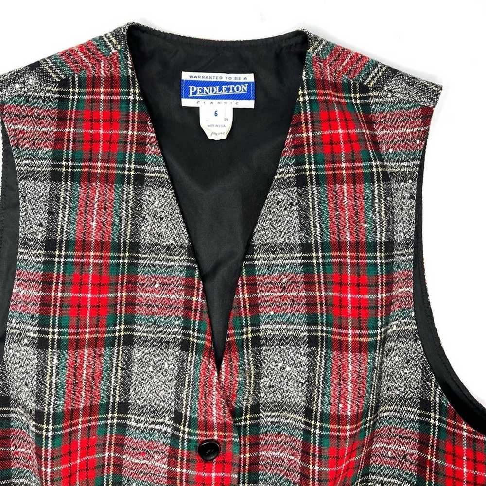 Vintage Pendleton (6) Wool Vest Scotch Plaid Grey… - image 7