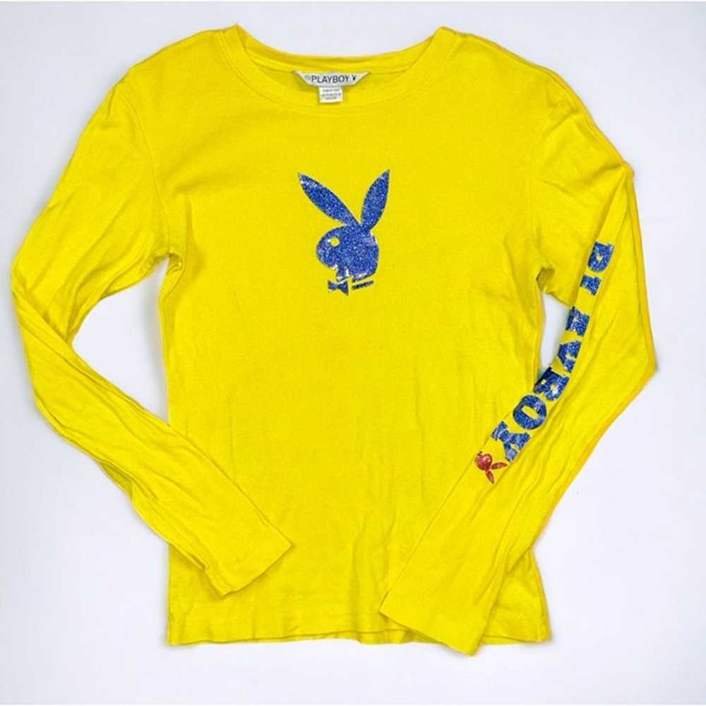 Vintage Yellow Womens Playboy Long Sleeve Shirt T… - image 1