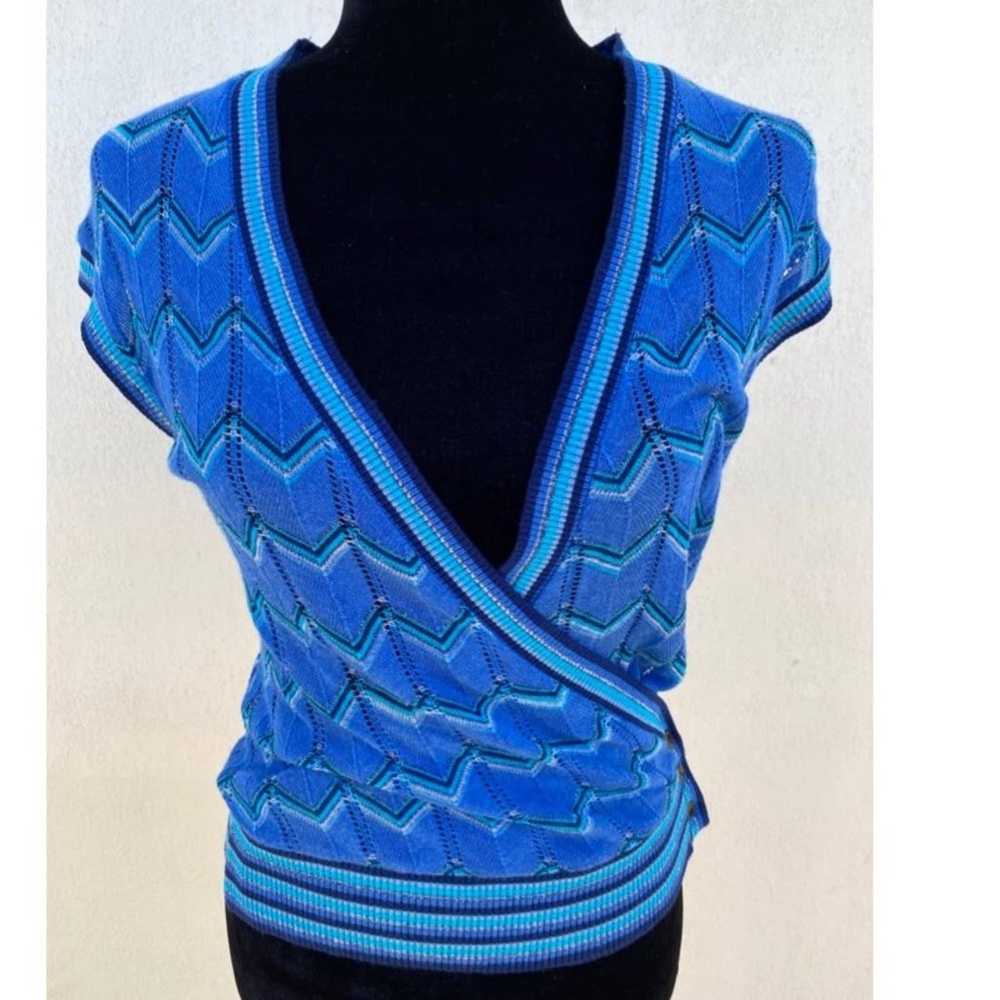 Vintage surplice sleeveless knit top - image 1