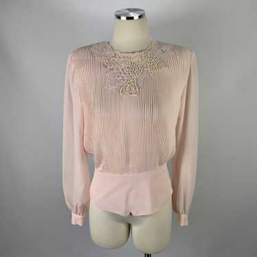 Vintage Nilani Sz 4 Pink Pleated Blouse