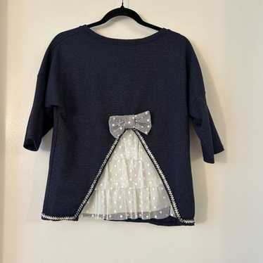 Vintage Maggie Sweet Ruffle Bow Back Navy Blue To… - image 1