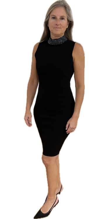 Milly Black Halter Stretch Dress with Neck Beading
