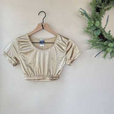 Vintage 80s 90s WilliWear Athletic Gold Crop Top - image 1