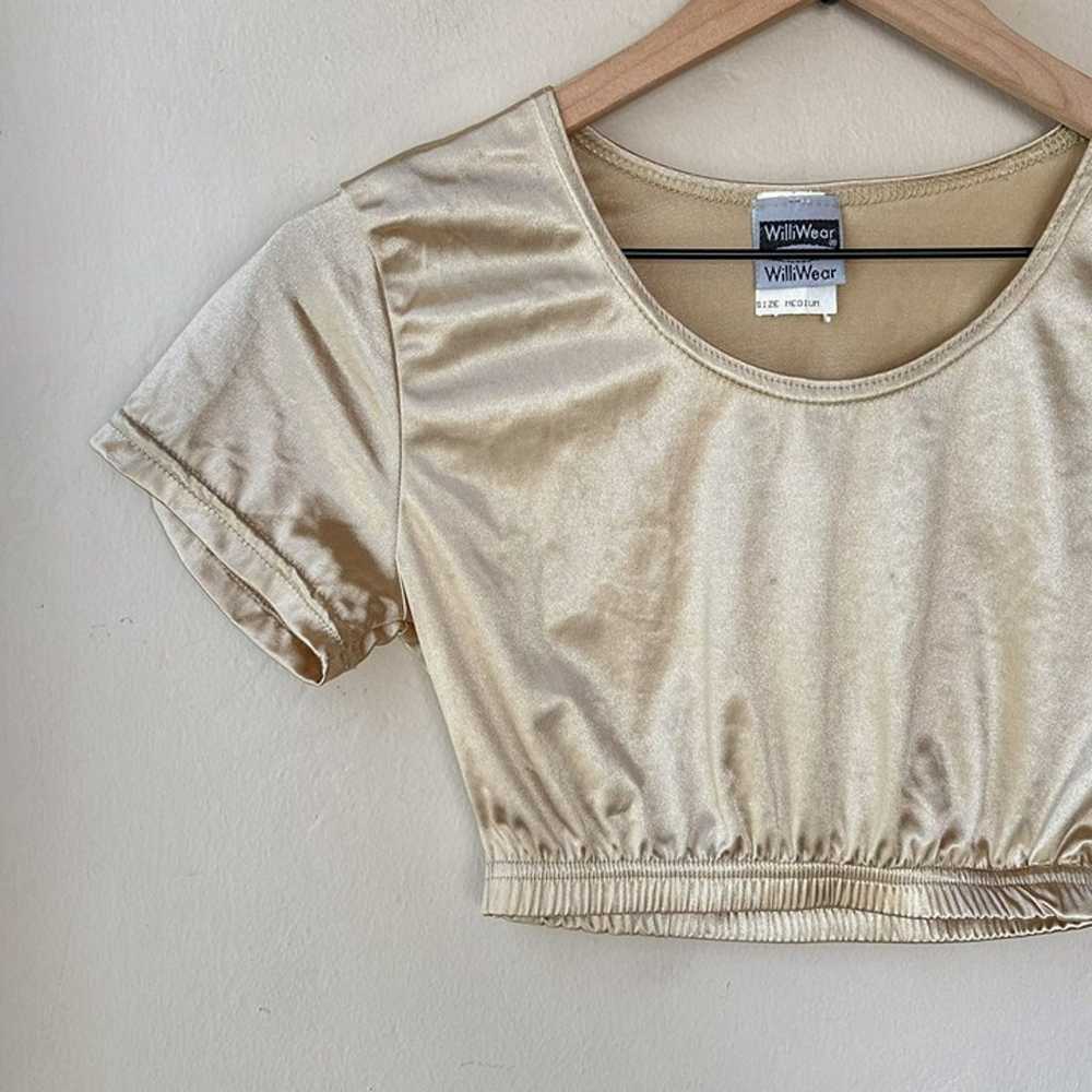 Vintage 80s 90s WilliWear Athletic Gold Crop Top - image 2