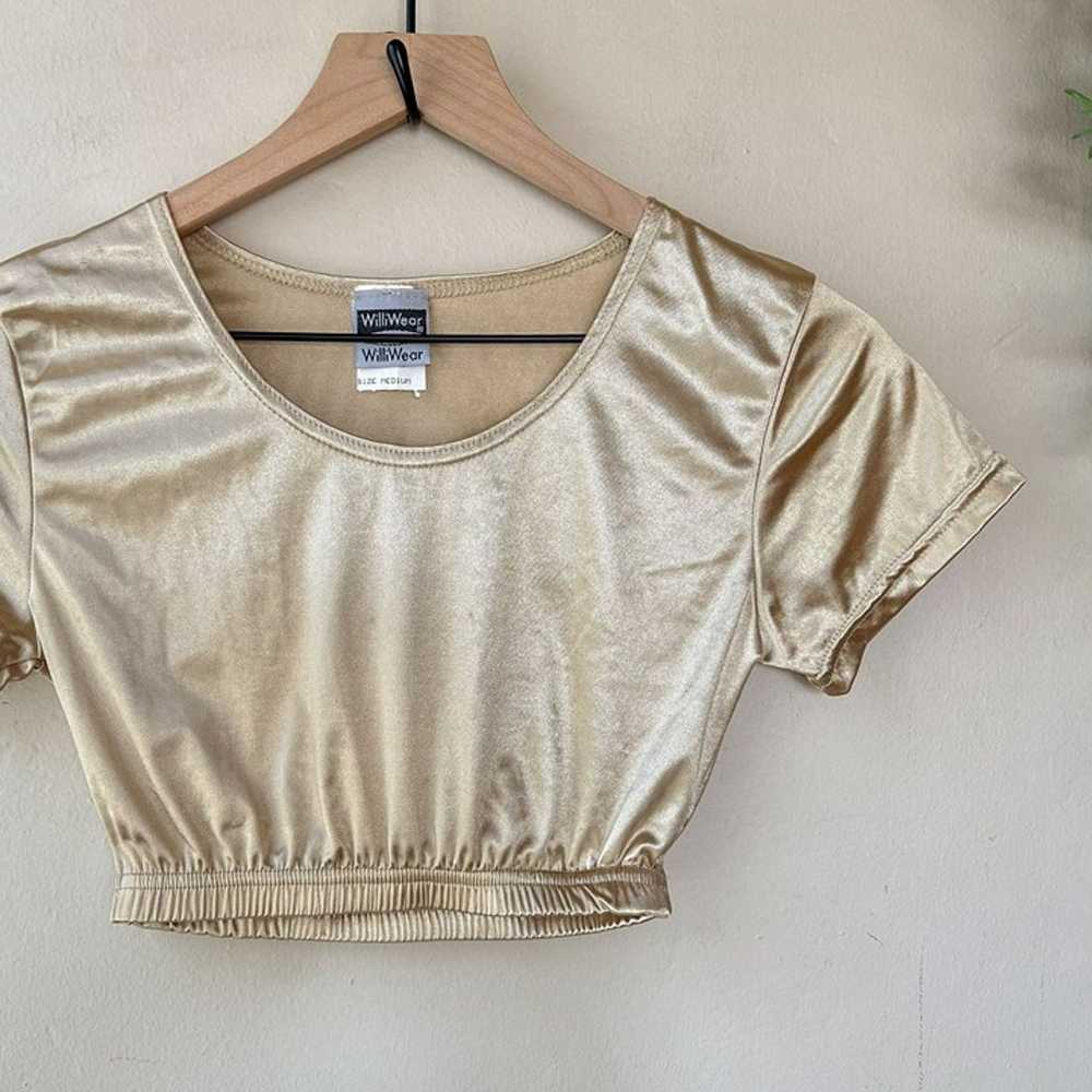 Vintage 80s 90s WilliWear Athletic Gold Crop Top - image 5