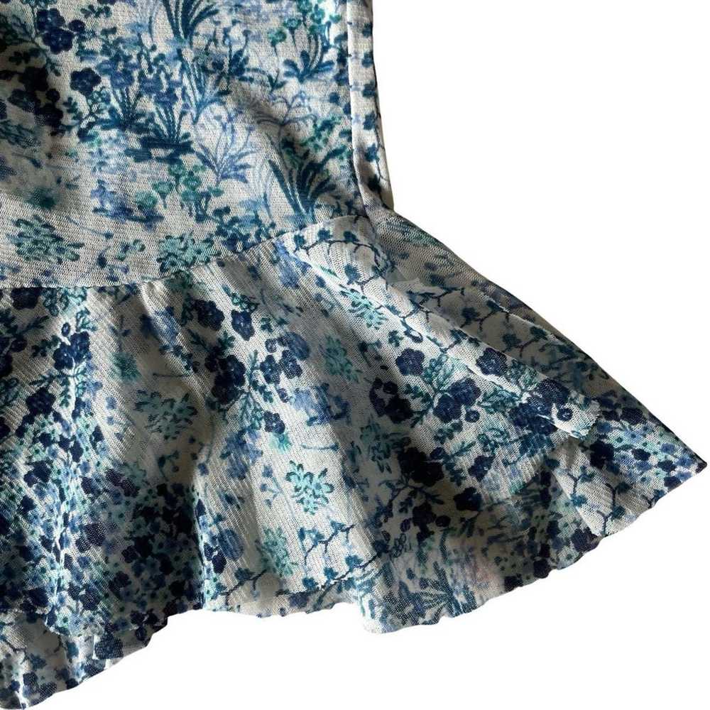 Vintage floral print mesh tank top in baby blue (… - image 7