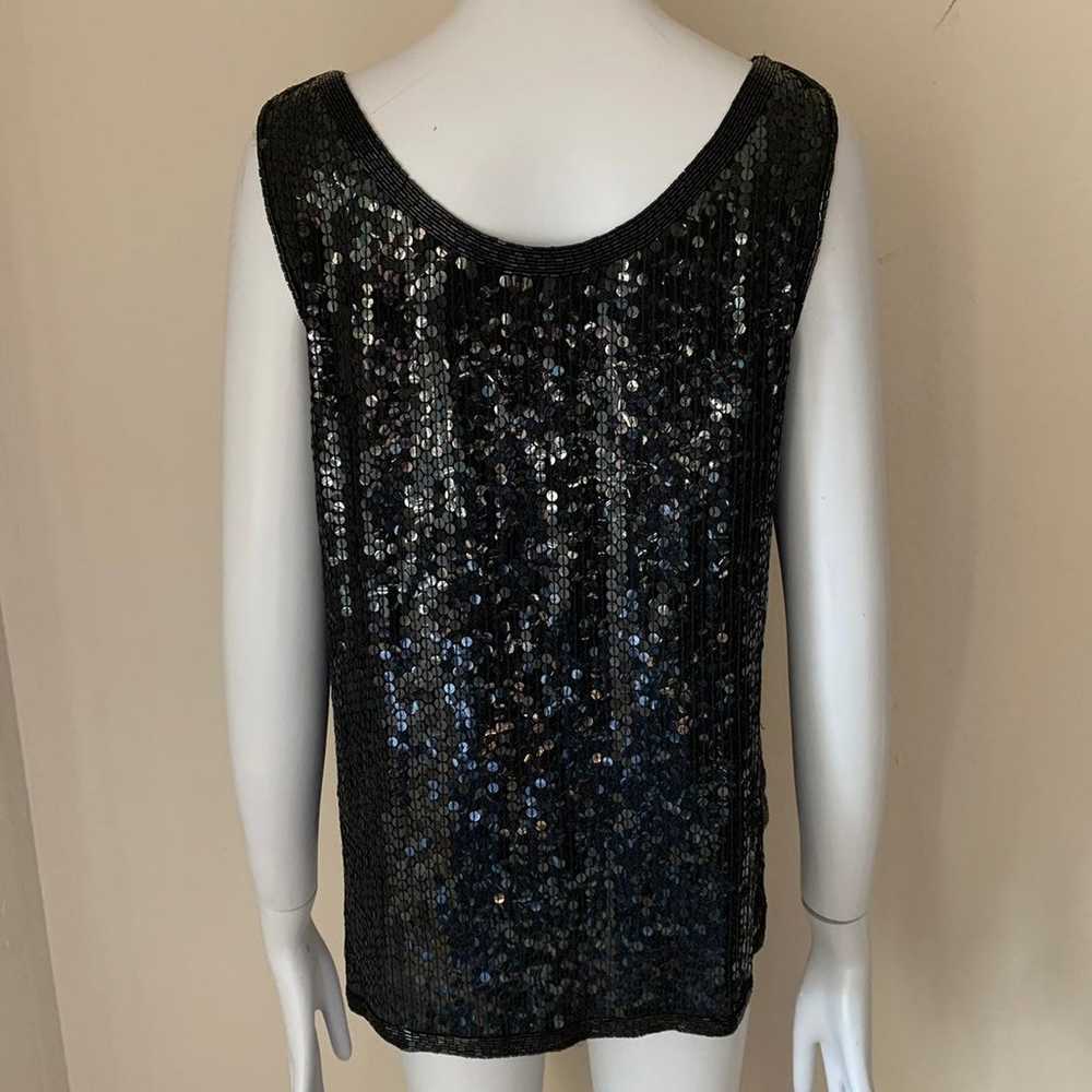 Vintage 100% Silk Sequin Bead Sleeveless Top by J… - image 11