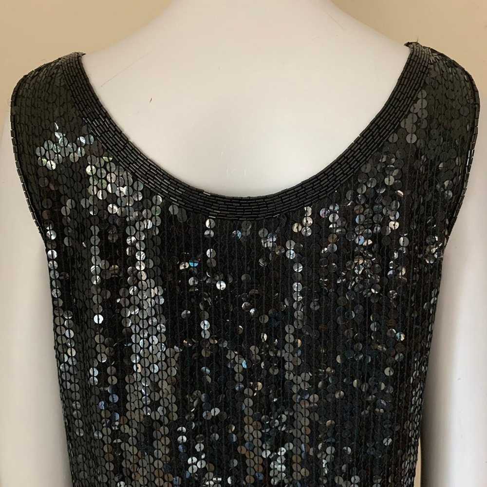 Vintage 100% Silk Sequin Bead Sleeveless Top by J… - image 12