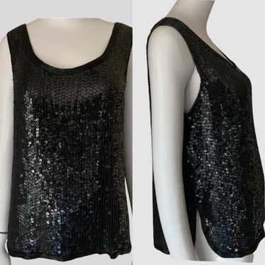 Vintage 100% Silk Sequin Bead Sleeveless Top by J… - image 1