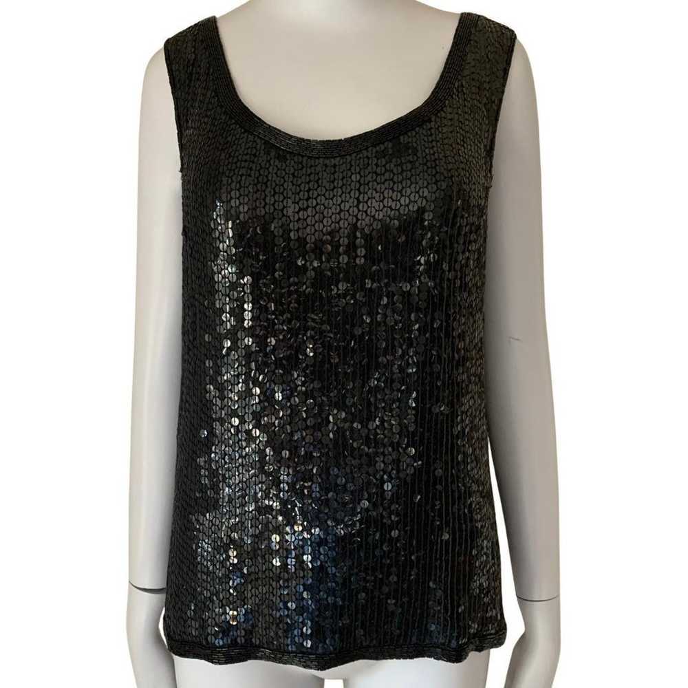 Vintage 100% Silk Sequin Bead Sleeveless Top by J… - image 3